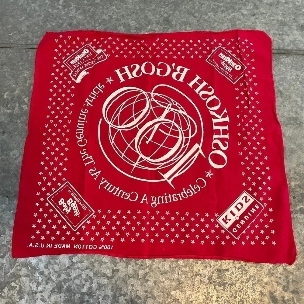 Vintage 90s OshKosh B’gosh 100 Years Handkerchief Bandana Scarf Cotton USA Red